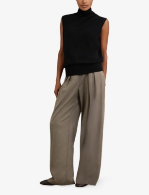 REISS: Harper funnel-neck sleeveless wool top