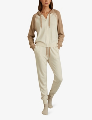 REISS: Ula colour-block zip-up wool-blend hoody