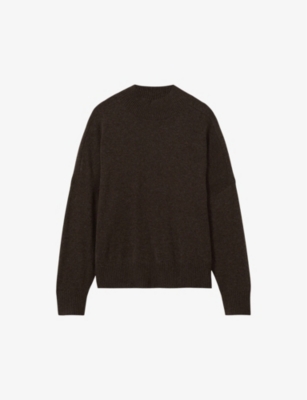 Reiss Womens  Alicia Funnel-neck Relaxed-fit Wool And Cashmere-blend Jumper In Chocolate