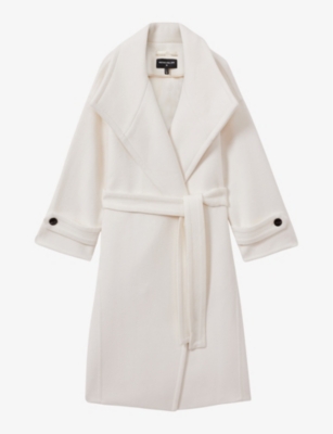 Reiss Womens Cream Evelyn Oversized-collar Relaxed-fit Wool And Cashmere-blend Coat