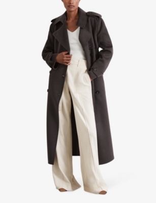 Reiss Charcoal Atelier Wool And Cashmere Trench Coat In Charcoal