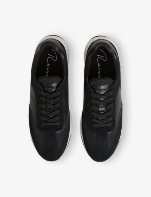REISS: Emmett low-top leather-suede trainers