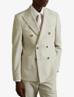 Reiss Light Pink Ceremony Textured Tie With Silk In Light Pink
