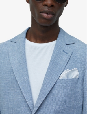 Reiss Mens Liam Polka-dot Silk Pocket Square Light Blu In Light Blue
