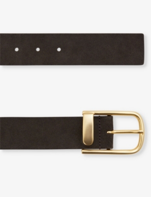 Reiss Chocolate Iyla Suede Half Keeper Belt In Chocolate