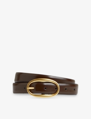REISS: Drew oval-buckle patent-leather belt