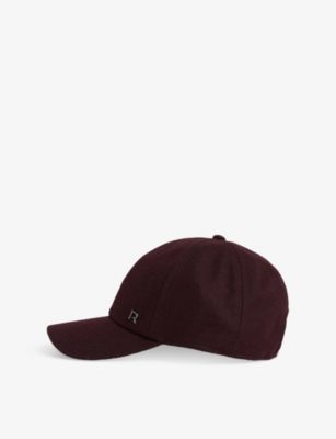 Reiss Womens Burgundy Fiona Brand-plaque Wool-blend Cap In Burgundy