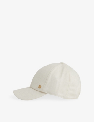 Reiss Womens Cream Fiona Brand-plaque Wool-blend Cap In Neutral