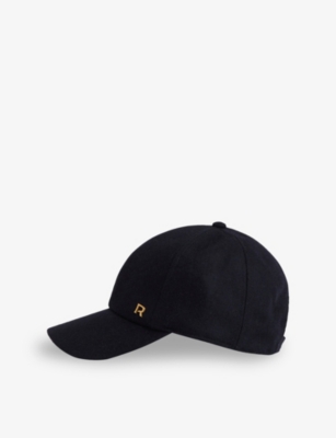 Reiss Womens Navy Fiona Brand-plaque Wool-blend Cap In Black