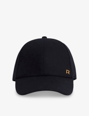 Reiss Womens Navy Fiona Brand-plaque Wool-blend Cap In Black
