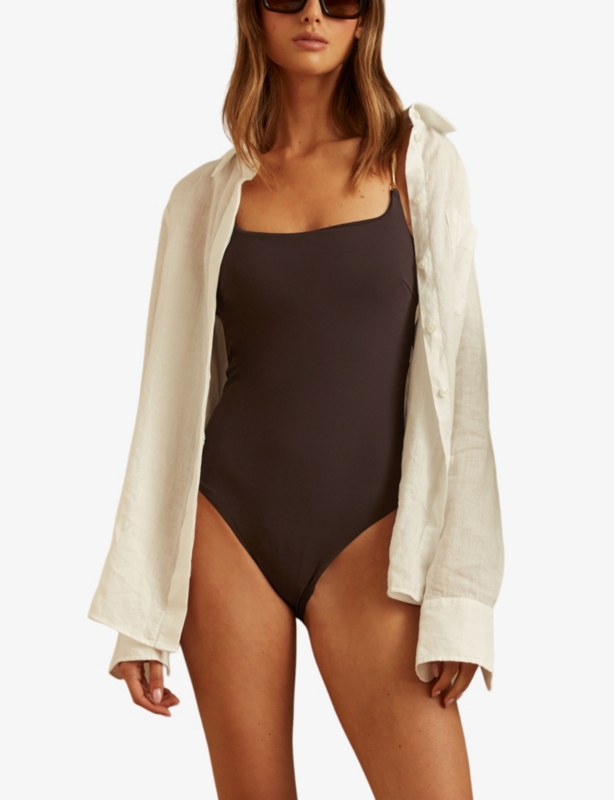 Imogen chain-embellished stretch-woven swimsuit