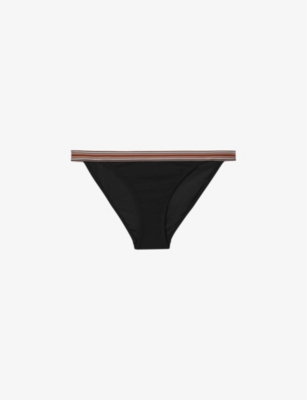 REISS: Yve stripe-trim triangle stretch-woven bikini bottoms