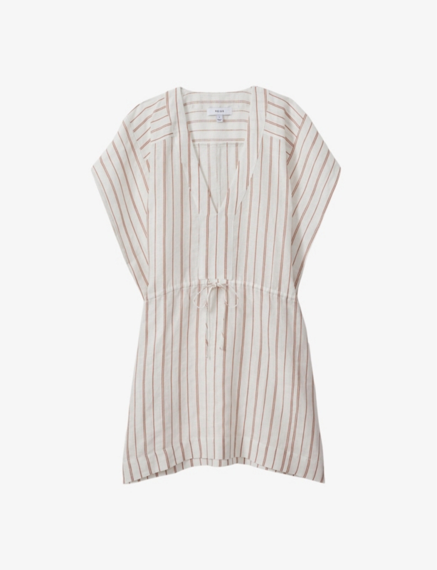 Romy V-neck striped linen and cotton-blend kaftan
