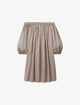 REISS: Sofia puff-sleeve off-shoulder cotton mini dress
