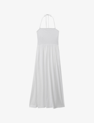 Shop Reiss Womens  Yara Tie-back Stretch-jersey Maxi Dre In White