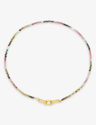 RACHEL JACKSON: Tourmaline gemstone and 22ct yellow gold-plated sterling-silver necklace