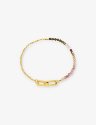 RACHEL JACKSON: Tourmaline gemstone and 22ct gold-plated sterling-silver bracelet