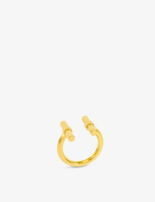 RACHEL JACKSON: Adjustable T-bar 22ct gold-plated sterling-silver ring