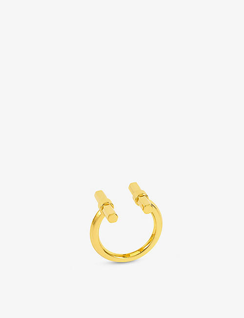 RACHEL JACKSON: Adjustable T-bar 22ct gold-plated sterling-silver ring