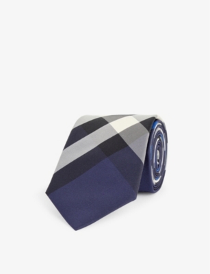 Burberry Mens Vy Manston Checked Silk Tie In Blue