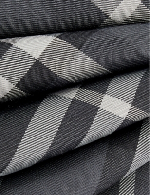 Shop Burberry Men's Charcoal Manston Checked Silk Tie