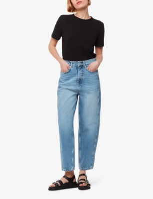 Shop Whistles Women's Light Wash Authentic Barrel-leg Mid-rise Denim Jeans