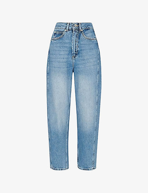 WHISTLES: Authentic barrel-leg mid-rise denim jeans