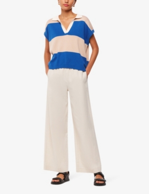 WHISTLES: Stripe-pattern knitted polo shirt