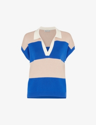 WHISTLES: Stripe-pattern knitted polo shirt
