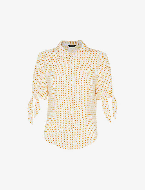 WHISTLES: Oval spot-print tie-sleeve woven blouse