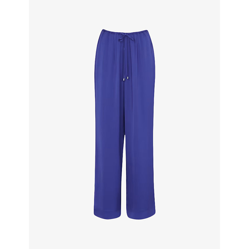 Whistles Womens Blue Clara Elasticated-waist Straight-leg Mid-rise Woven Trousers