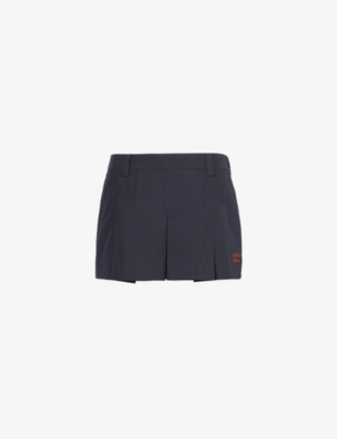 MIU MIU: Brand-patch cotton-blend mini skirt