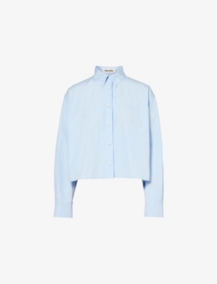 MIU MIU: Cropped cotton-poplin shirt