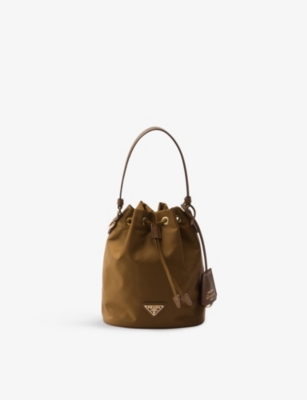 Shop Prada Re-edition 1978 Re-nylon Mini Recycled-polyamide Bucket Bag In Brown