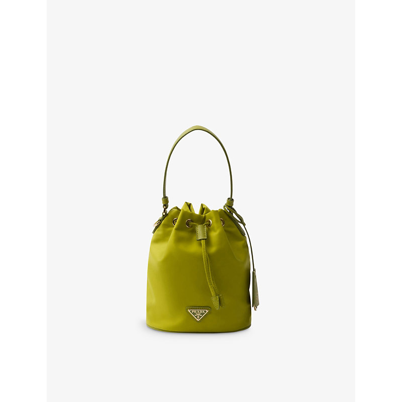 Prada Womens Green Re-edition 1978 Re-nylon Mini Recycled-polyamide Bucket Bag