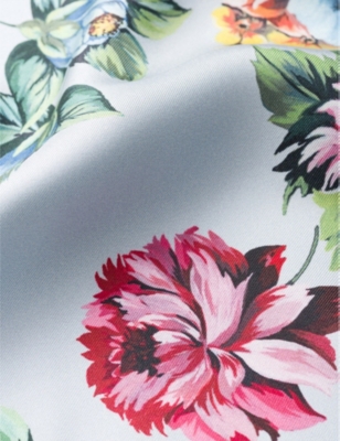 Prada Silk Gardenia Square Scarf In Gold/silver