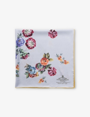 PRADA Floral print branded silk twill scarf Selfridges