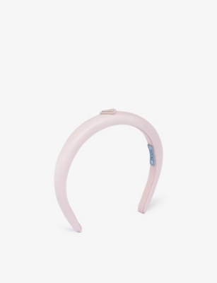 Prada Womens Pink Re-nylon Brand-plaque Recycled-polyamide Headband
