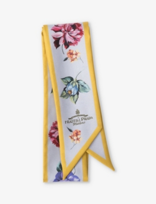 PRADA: Floral-print branded twill scarf