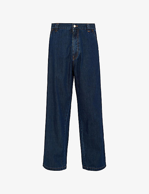 PRADA: Washed wide-leg regular-fit jeans