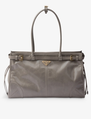 Prada Shoulder Bags With Adjustable Strap And Double Handles In Gray