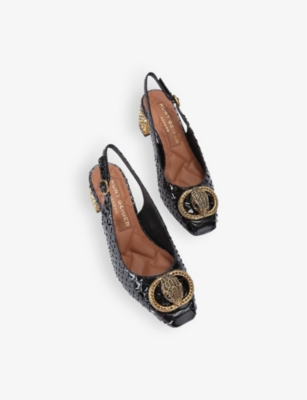 KURT GEIGER LONDON: Chelsea block-heel faux-leather slingbacks