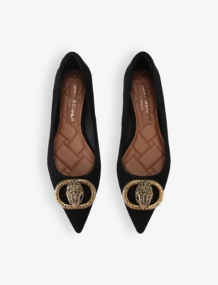 Kurt Geiger Suede Chelsea Pointed Ballet Flats In Black