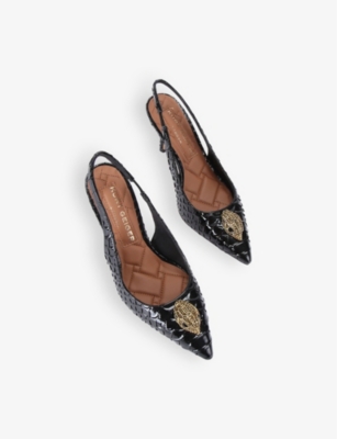 Kurt Geiger Snake-effect Belgravia Slingback Pumps In Blk/other