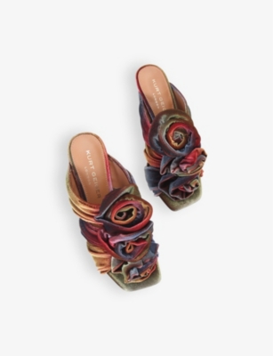 Shop Kurt Geiger Womens  London Bloom Flower-embellished Heeled Velvet Mules In Other