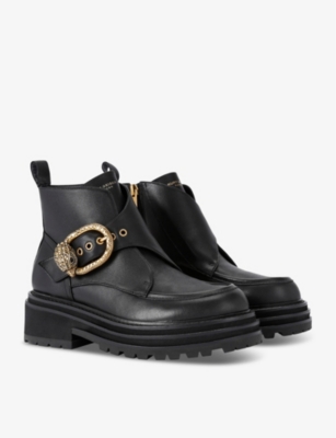 KURT GEIGER LONDON: Mayfair buckle-embellished chunky leather ankle boots