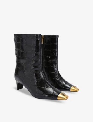 KURT GEIGER LONDON: Regent toe-cap heeled patent-leather ankle boots