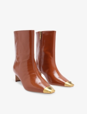 KURT GEIGER LONDON: Regent toe-cap heeled patent-leather ankle boots
