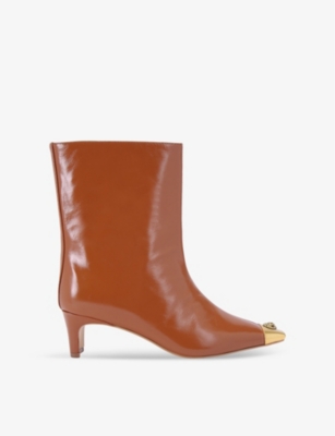 KURT GEIGER LONDON: Regent toe-cap heeled patent-leather ankle boots