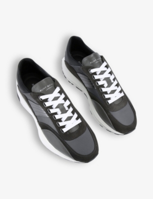 KURT GEIGER LONDON: Gaspar logo-embossed leather and suede low-top trainers